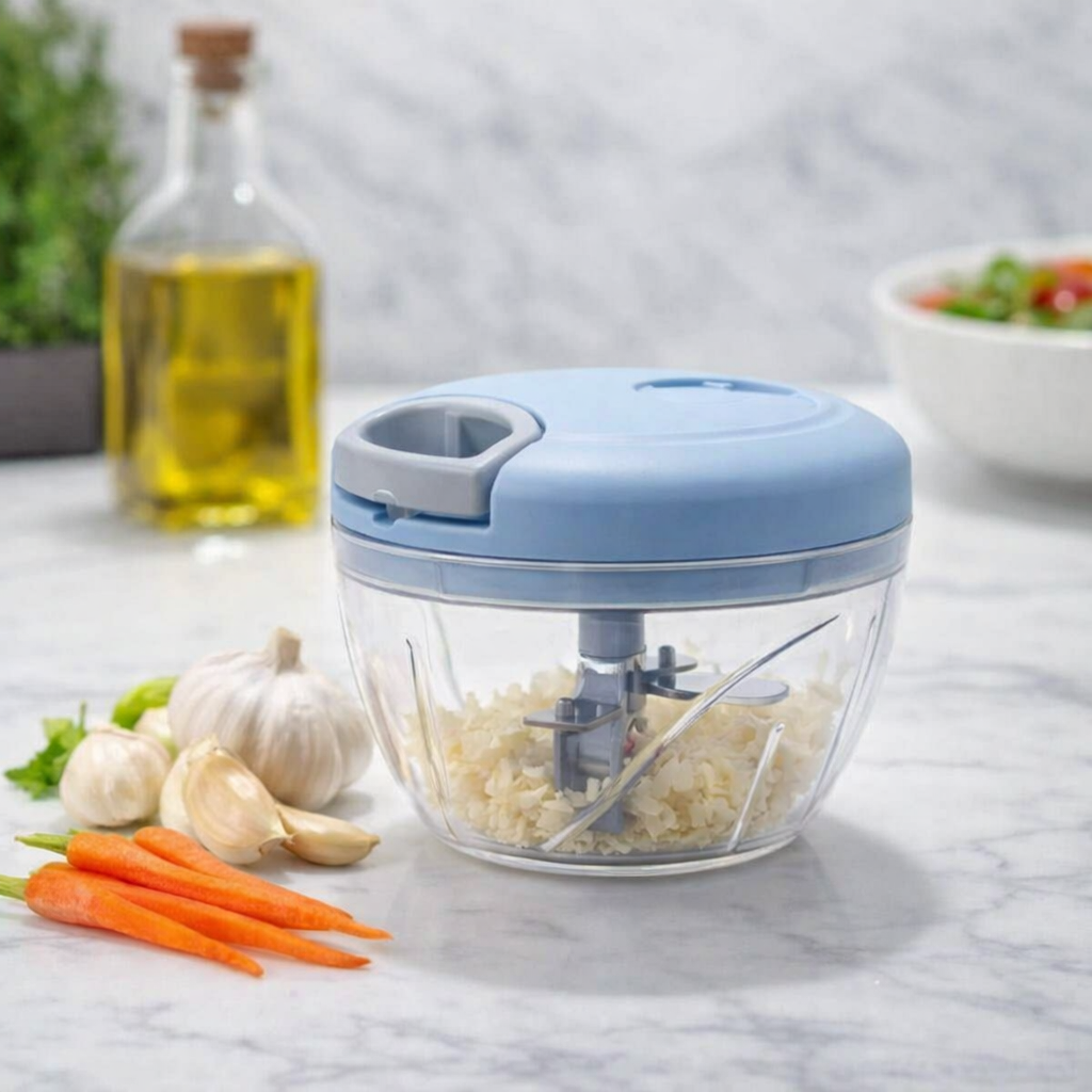 Eotia 3-Blade Manual Food Chopper – High-Speed Compact Vegetable & Fruit Cutter - Image 2