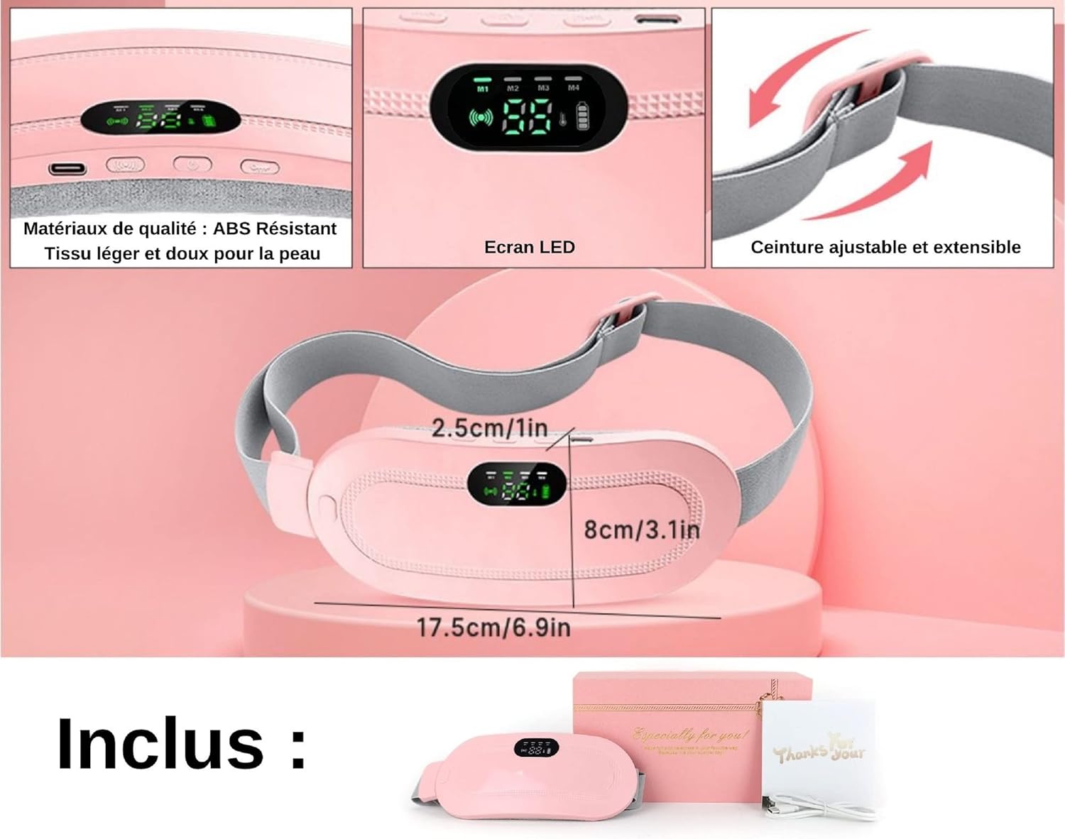 Digital Period Heating Pad & Vibrating Belt | 3 Heat Levels, 4 Massage Modes | Fast Relief for Menstrual Cramps - Image 2