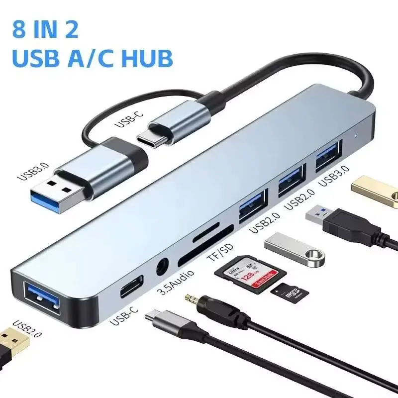 type c hub usb hub usb 3.0 usb 2.0 tf / sd 5 port multi splitter otg for lenovo huawei xiaomi aluminum alloy usb 3.0 hub for pc