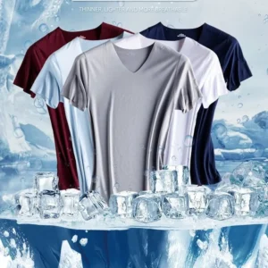 summer seamless breathable ice silk t shirt fashion vest men's sports short sleeve t shirt ice silk solid color v neck tees