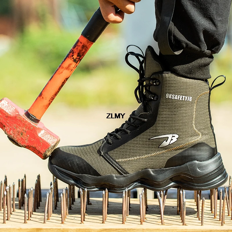 dropshipping men safety shoes steel toe sneaker lighweight work safety boots man high top puncture proof work shoes anti smash